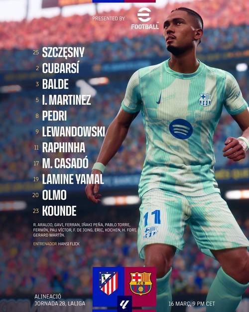 凌晨3点西甲争冠关键战！巴萨10天3战马竞亚马尔vs小蜘蛛